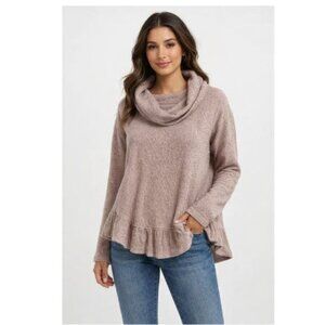 Maeve Anthropologie Women's Beige Cowl Neck Sweater Poncho Medium